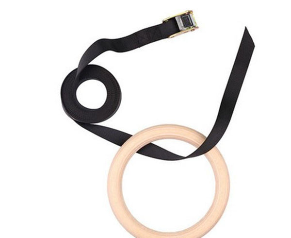 2 pcs Wood Gymnastic Rings - Olympic Gym Rings with Adjustable Straps, Heavy Duty Gym Equipment for Home Gym, Train Workout, Strength Training 28mm