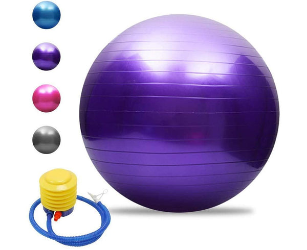 Yoga ball, anti-burst, thickened, stability, balance ball, pilates, barre, physiotherapy, exercise ball, gift, air pump - Diameter 65 cm