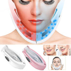 Led Photon Therapy Double Chin Removal Electric V-face Slimming Vibration Massager Face Lift Device - KKS699 White