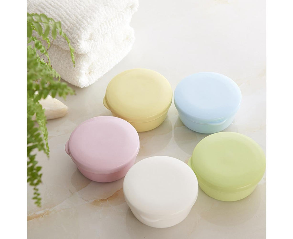 Portable Home Travel Round Plastic Bathroom Shower Soap Storage Seal Box Holder-Pink