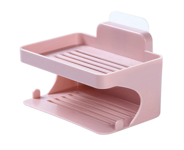 Soap Holder Double Deck Wall Mount No Punching Trace Free Non-slip