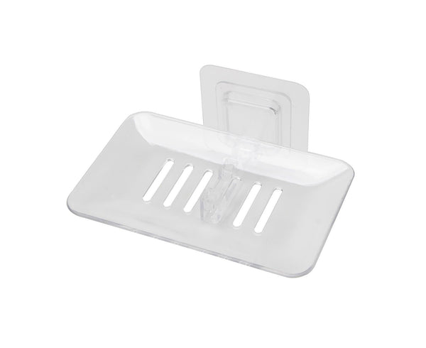Soap Holder Easy to Install Selfdhesive PVC Bathroom Soap Holder for Home-White