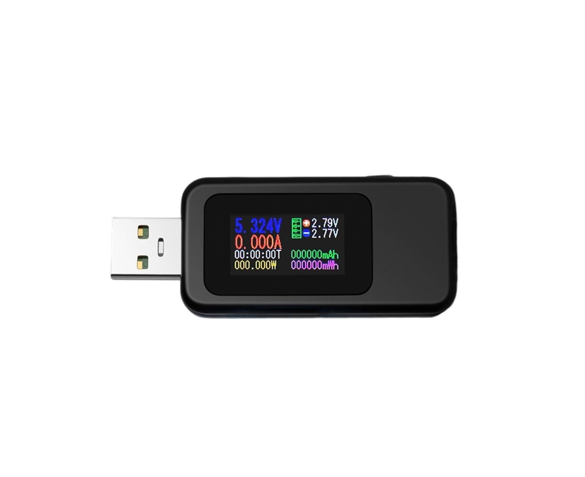 USB Tester LCD Digital Display Rapid Identification Plug And Play 160-Degree Wide Viewing Angle 65W/120W Charger Tester for Mobile Phone - Black