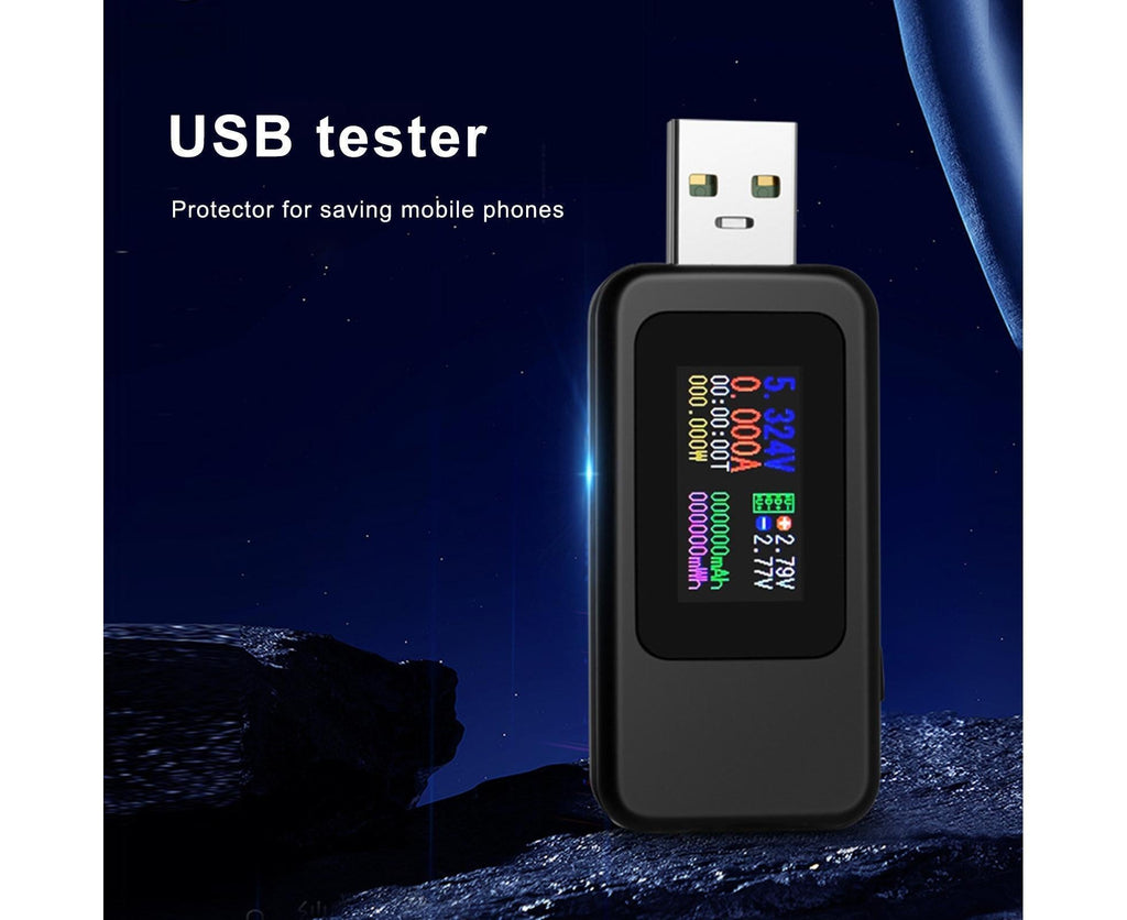 USB Tester LCD Digital Display Rapid Identification Plug And Play 160-Degree Wide Viewing Angle 65W/120W Charger Tester for Mobile Phone - Black