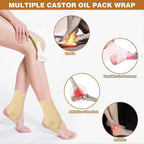 2Pcs Organic Castor Oil Pack Wrap for Feet, Castor Pack Castor Oil Foot Wrap, Reusable Castor Oil Wrap with Hook and Loop, (Castor Oil Not Included)