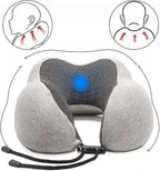 Comfy Memory Foam Travel Pillow for Airplane Car - Gray