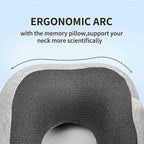 Comfy Memory Foam Travel Pillow for Airplane Car - Gray