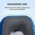 Comfy Memory Foam Travel Pillow for Airplane Car - Blue