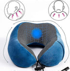 Comfy Memory Foam Travel Pillow for Airplane Car - Blue