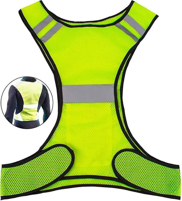 Fluorescent Yellow Reflective Vest with Pocket, High Visibility Sports Gear