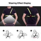 LED Chest Light with Reflective Vest, Night Running Gear with Rechargeable Battery