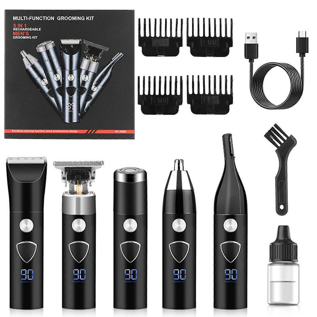 5-in-1 Bald Shaver with LED Display, Multiple Heads for Men's Grooming