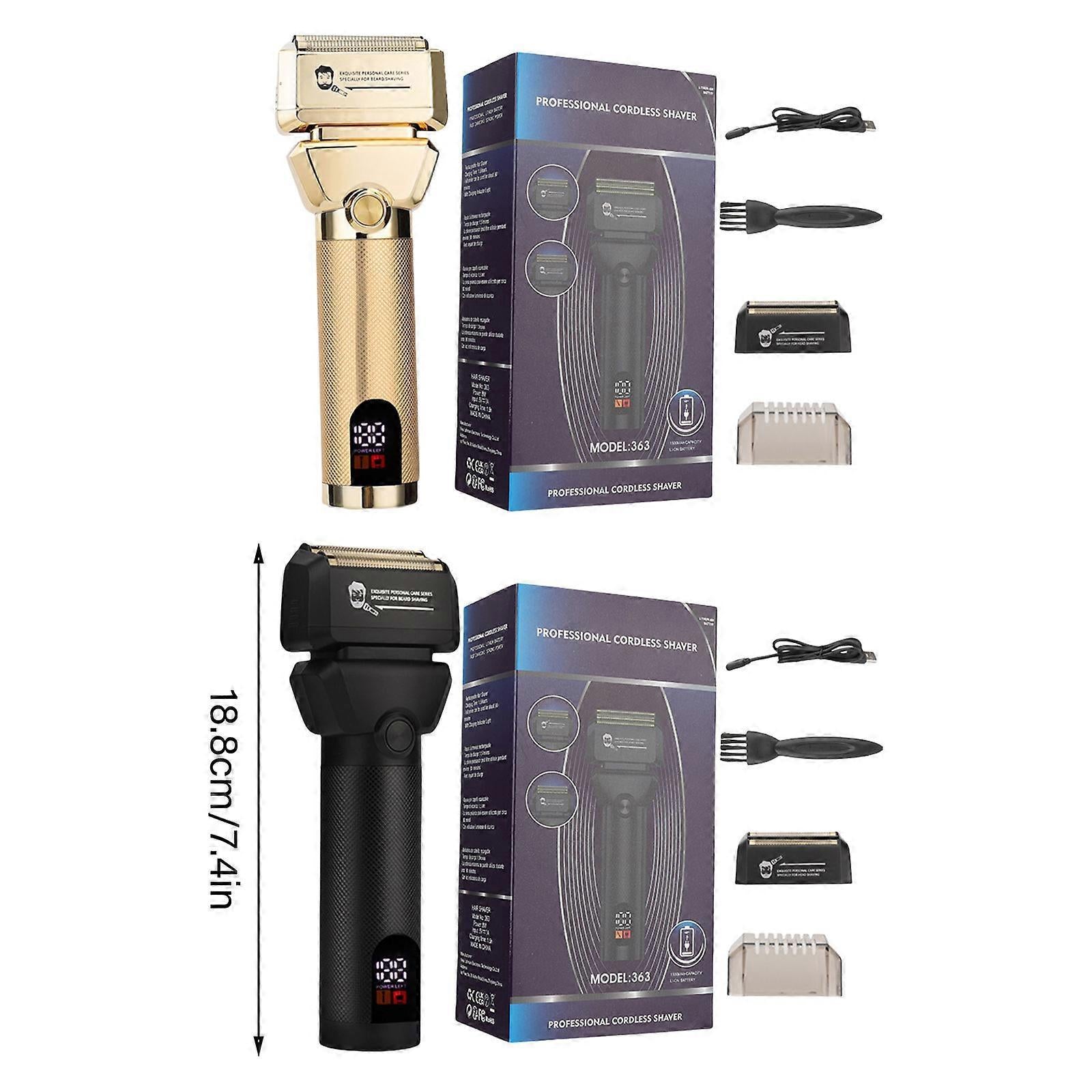 Foil Electric Shaver for Bald Men, Gold Cordless Barber Razor