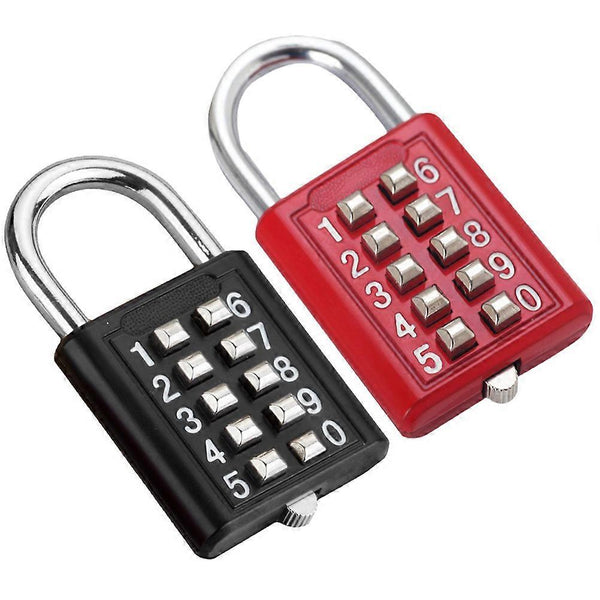 2pcs 10-Digit Luggage Locks - Metal Code Padlocks for Gym, Travel, Backpack