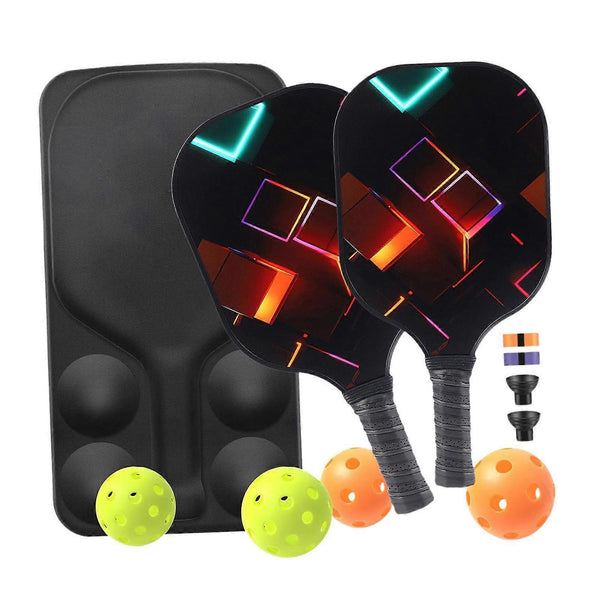 Pickleball Rackets Set with Ergonomic Fiberglass Grip, Gym Gift for Adults