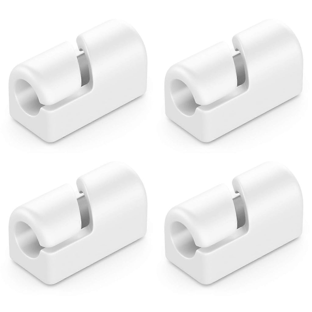 4-Pack White Cable Holders Self-Adhesive Clips for Wall Baseboard Cord Organizer