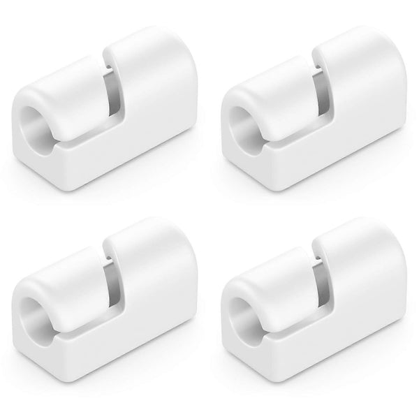 4-Pack White Cable Holders Self-Adhesive Clips for Wall Baseboard Cord Organizer