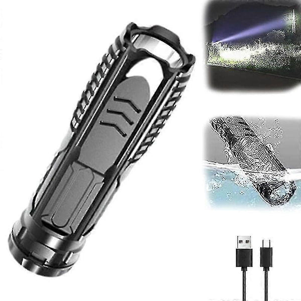 Multifunctional Waterproof Rechargeable Flashlight (Black, 1pc)