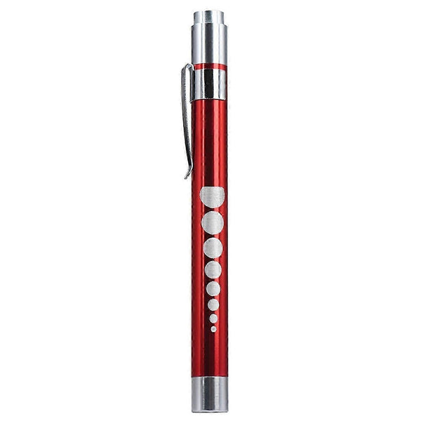 Red Pen Flashlight Battery Powered Portable Emergency LED Torch (1pc)
