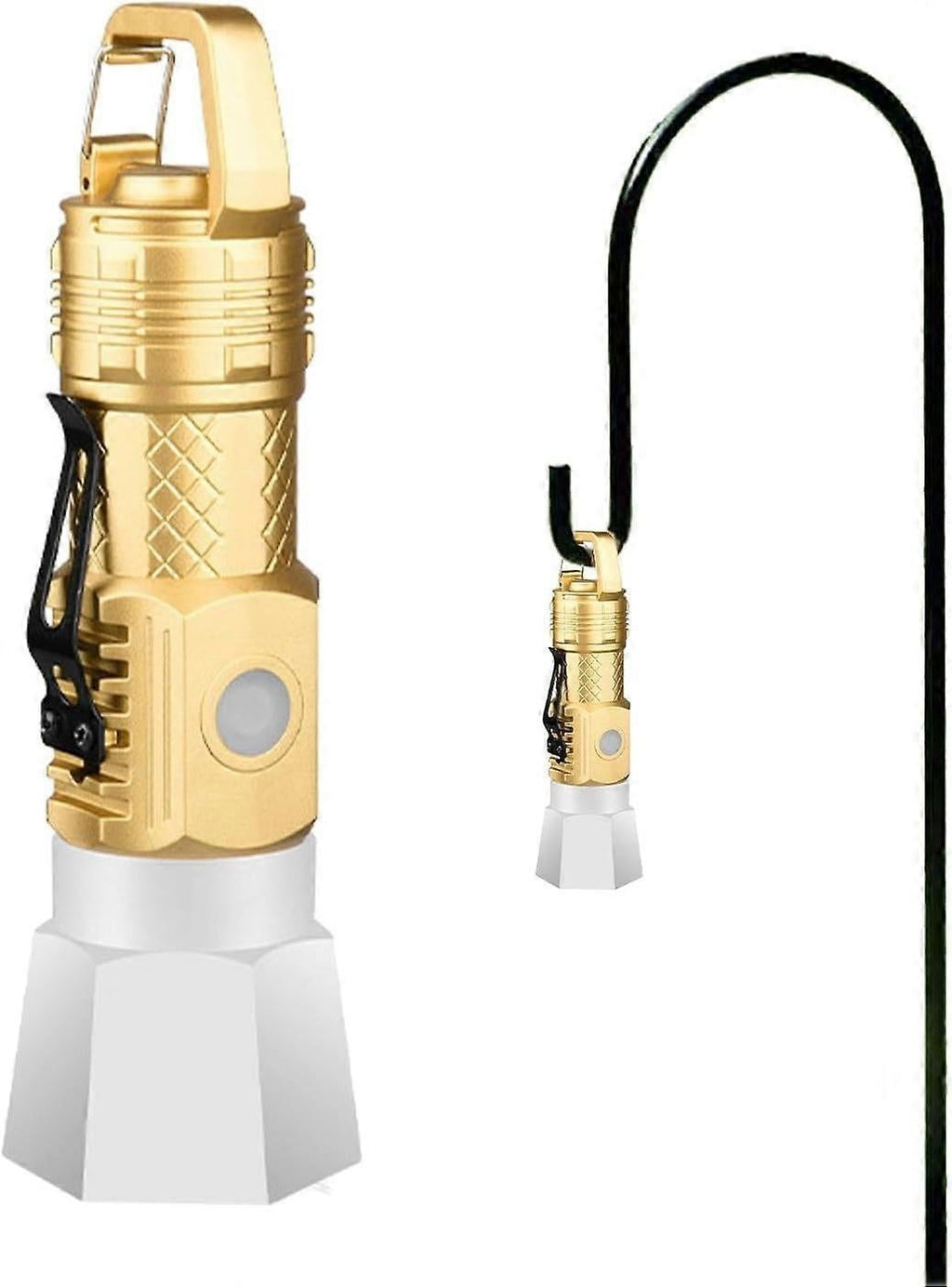 Camping Flashlight Small Waterproof LED Torch with Hook USB Rechargeable