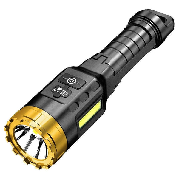 Rechargeable LED Flashlight with COB Sidelight for Camping & Emergency Use