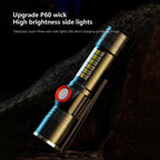 USB Rechargeable LED Flashlight with Sidelight Zoomable Mini Camping Tactical Torch
