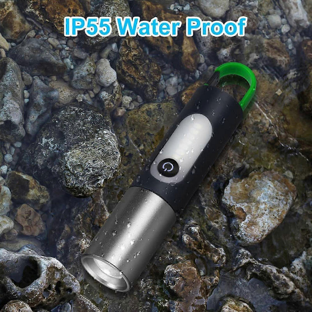 LED Tactical Laser Flashlight Rechargeable Pocket Torch with 4 Modes