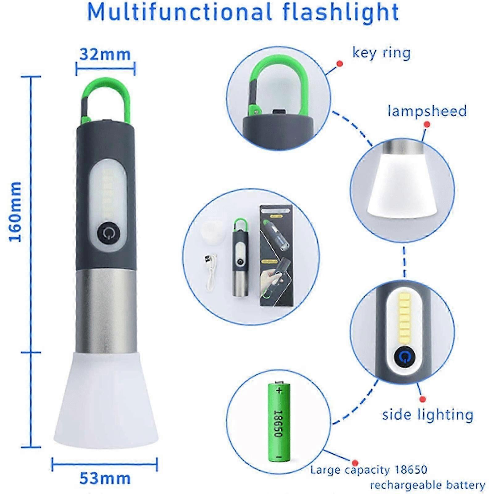 LED Tactical Laser Flashlight Rechargeable Pocket Torch with 4 Modes