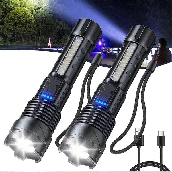 2pcs Tactical A70 LED Flashlight Economical Upgrade Rechargeable Outdoor Torch