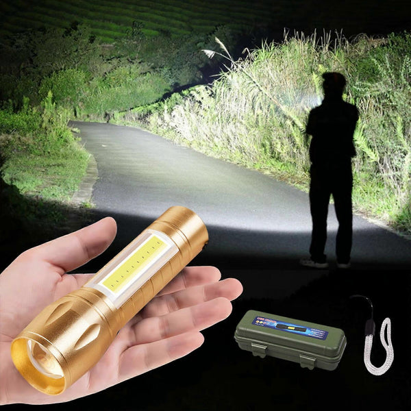 Super Bright Rechargeable LED Flashlight Zoomable with Modes Handheld Torch (FF)