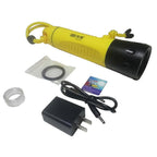 Diving Flashlight Waterproof Rechargeable Torch for Emergency Submersible Use - Yellow