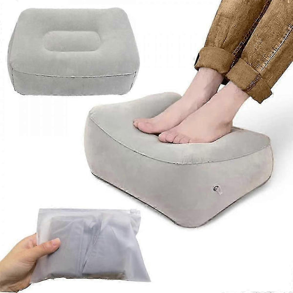Inflatable Flocking Fabric Foot Rest, Airplane/Car/Office Use