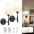 Battery Operated Wall Sconce Set of 2, LED, 13000mAh Rechargeable, Remote Dimmable