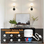 Battery Operated Wall Sconce Set of 2, LED, 13000mAh Rechargeable, Remote Dimmable