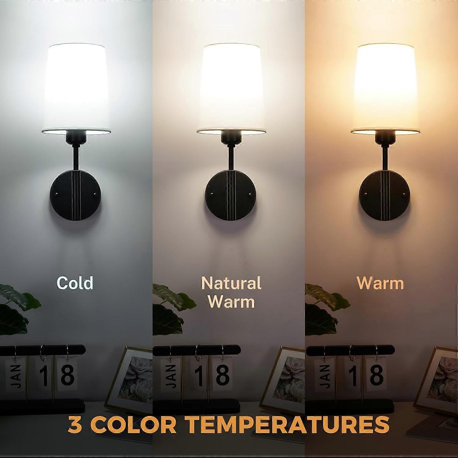 Battery Operated Wall Sconce Set of 2, LED, 13000mAh Rechargeable, Remote Dimmable