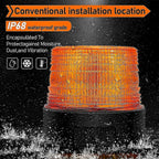 Rechargeable LED Strobe Light, 12V-24V Orange Emergency Warning Beacon