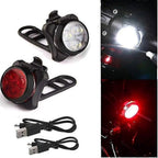 USB Rechargeable Bike Light Set - Front & Rear, 4 Modes