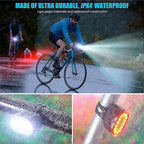 IPX4 Waterproof USB Rechargeable Bike Light Set - Front & Rear for Road Bike