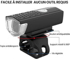 USB Rechargeable LED Bike Front Light - Waterproof, 5 Modes, for All Bikes