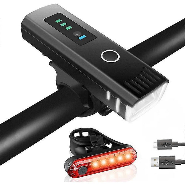 USB Rechargeable Bike Light Set - LED Front & Tail Light