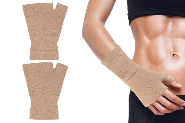 1Pair Wrist Brace Glove Sport Wrist Support for Fitness Weightlifting Skin Tone - XL