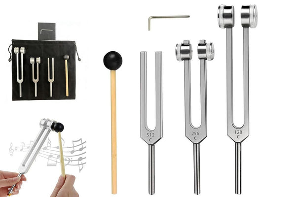 3Pcs Aluminum Tuning Forks Set - Silver