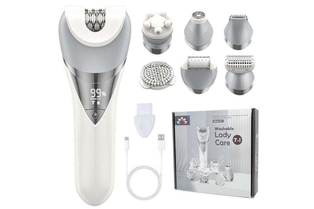 7 in 1 Epilator Hair Removal for Women Face Massage and Body Exfoliator