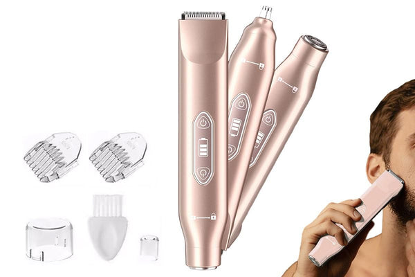 3-in-1 Electric Shaver Nose Hair Trimmer - Gold