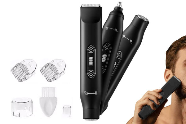 3-in-1 Electric Shaver Nose Hair Trimmer - Black