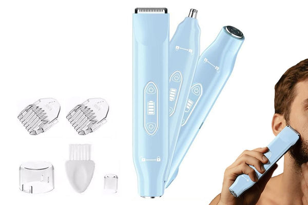 3-in-1 Electric Shaver Nose Hair Trimmer - Blue