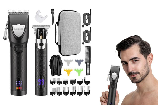 Cordless Hair Clippers for Men Trimmers Set - Black