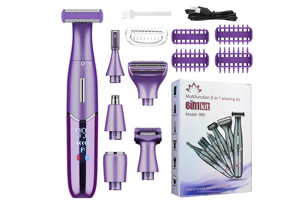 6-in-1 Women Electric Shaver Replaceable Heads - Purple