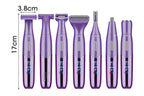 6-in-1 Women Electric Shaver Replaceable Heads for Whole Body Private Epilator Shaving Razor - Purple