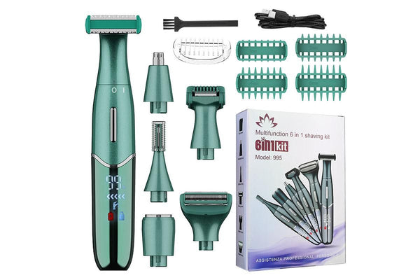 6-in-1 Women Electric Shaver Replaceable Heads - Green